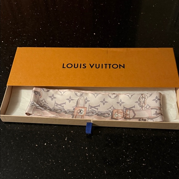 Louis Vuitton Pink and Cream Silk Scarf